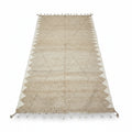 Sand & Ivory Geometric Moroccan Kilim – Handmade Flat-Weave Diamond Lattice Wool Rug