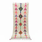 Rainbow Tribal Azilal Moroccan Runner – Handmade Multi-Color Diamond Wool Shag