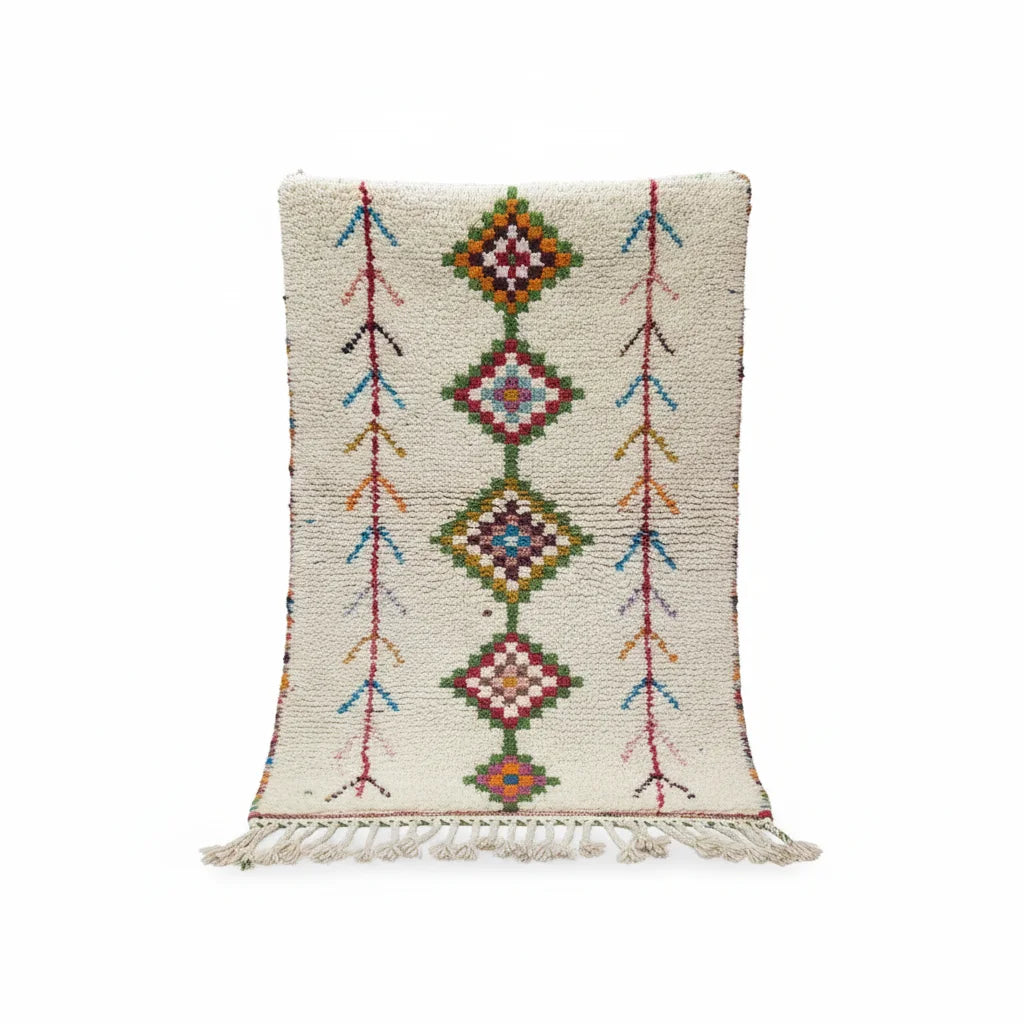 Rainbow Diamond Azilal Moroccan Rug – Handmade Multi-Color Tribal Wool Shag