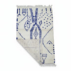 Abstract Cobalt Blue Azilal Moroccan Rug – Handmade Tribal Narrative Wool Shag