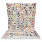 Rainbow Mosaic Azilal Moroccan Rug – Handmade Multi-Color Tribal Symbol Wool Flat-Weave
