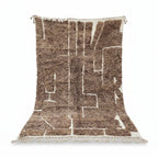 Modern Chocolate Brown & Ivory Moroccan Mrirt Rug - Handmade Abstract Block Shag