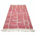 Modern Terracotta Pink & Ivory Moroccan Mrirt Rug – Handmade Abstract Geometric Shag
