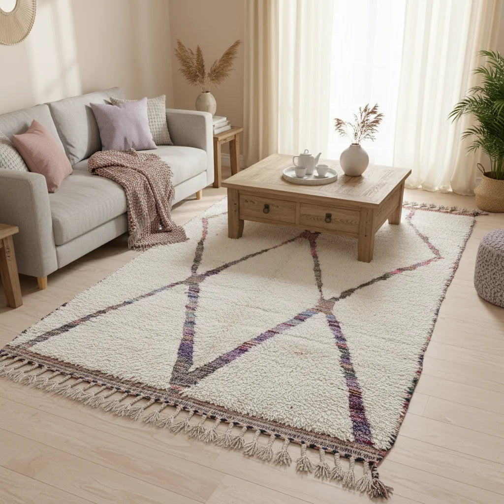 Rainbow Diamond Moroccan Azilal Rug – Handmade Multi-Color Tribal Wool Shag