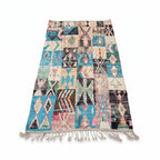 Colorful Handmade Moroccan Patchwork Rug - Eclectic Tribal Zanafi Wool Shag
