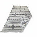 Tectonic Charcoal & Ivory Moroccan Kilim – Handmade Flat-Weave Geometric Wool Rug