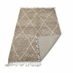 Sand-Toned Moroccan Beni Ourain Rug – Handmade Ivory Diamond Shag
