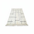 Beni Ourain Moroccan Rug – Ivory Wool with Abstract Black Lines