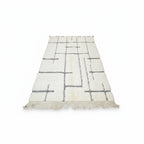 Beni Ourain Moroccan Rug – Ivory Wool with Abstract Black Lines