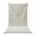 Tonal Ivory Beni Ourain Rug – Handmade Nested Diamond Moroccan Shag