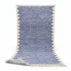 Royal Blue Geometric Moroccan Kilim – Handmade Flat-Weave Diamond Lattice Wool Rug