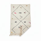 Abstract Indigo Blue Azilal Rug – Handmade Minimalist Tribal Wool Shag