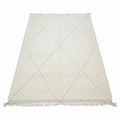 Minimalist White Beni Ourain Wool Rug – Authentic Ivory Ghost Diamond Shag