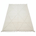 Minimalist White Beni Ourain Wool Rug – Authentic Ivory Ghost Diamond Shag