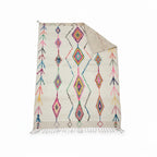 Authentic Moroccan Azilal Wool Rug - Rainbow Tribal Diamond Lattice Shag