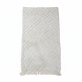 Tonal Ivory Beni Ourain Rug – Handmade Minimalist Diamond Lattice Wool Shag