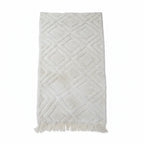 Tonal Ivory Beni Ourain Rug – Handmade Minimalist Diamond Lattice Wool Shag