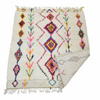 Colorful Handmade Moroccan Azilal Wool Rug - Rainbow Tribal Diamond Shag