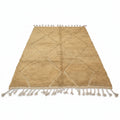 Honey Gold Moroccan Beni Ourain Wool Rug – Minimalist Tonal Diamond Shag