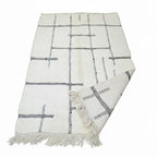 Beni Ourain Moroccan Rug – Ivory Wool with Abstract Black Lines