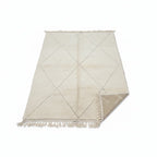 Tonal Ivory Beni Ourain Rug – Handmade Two Line Diamond Wool Shag