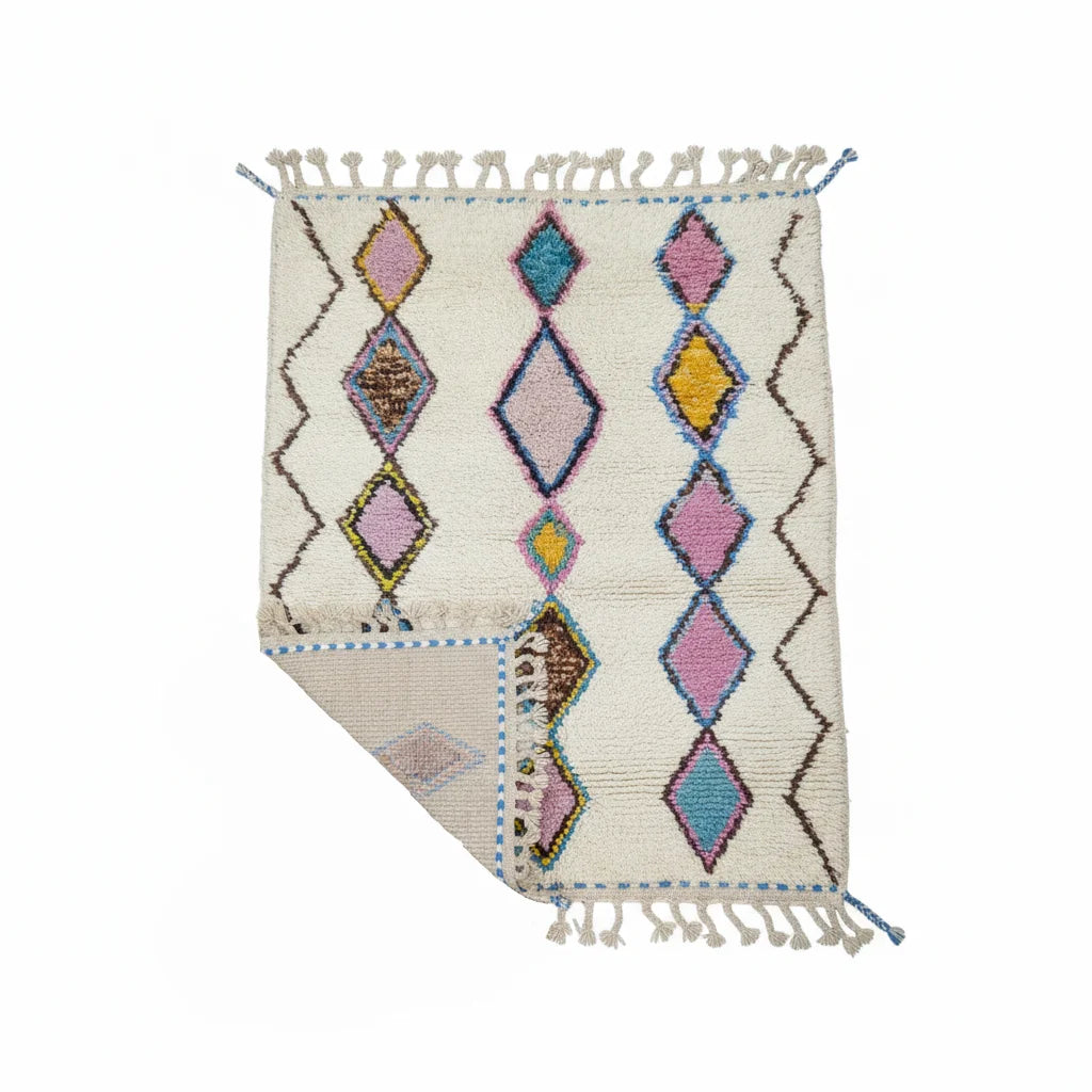 Rainbow Tribal Azilal Moroccan Rug – Handmade Multi-Color Diamond Wool Shag