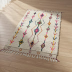 Rainbow Tribal Azilal Moroccan Rug – Handmade Multi-Color Diamond Wool Shag