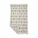 Geometric Tribal Moroccan Kilim Runner – Handmade Black & Ivory Flat-Weave Wool Rug