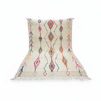 Authentic Moroccan Azilal Wool Rug - Rainbow Tribal Diamond Lattice Shag
