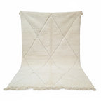 Minimalist White Beni Ourain Wool Rug – Authentic Ivory Ghost Diamond Shag
