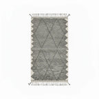 Tonal Ivory Beni Ourain Runner – Handmade Minimalist Diamond Lattice Wool Shag