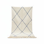 Handwoven Amazigh Beni Ourain Rug – Ivory Wool with Blue Diamond Pattern