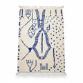 Abstract Cobalt Blue Azilal Moroccan Rug – Handmade Tribal Narrative Wool Shag