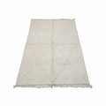 Tonal Ivory Beni Ourain Rug – Handmade Two Line Diamond Wool Shag