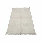 Tonal Ivory Beni Ourain Rug – Handmade Two Line Diamond Wool Shag