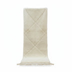 Tonal Ivory Beni Ourain Rug – Handmade Diamond Lattice Wool Shag