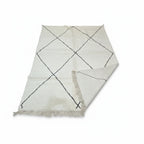 Modern Black Grid Moroccan Beni Ourain Rug – Handmade Geometric Wool Shag