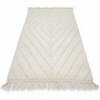 Diamond Path Beni Ourain Rug – Handwoven Ivory Moroccan Wool
