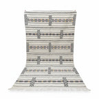 Tectonic Charcoal & Ivory Moroccan Kilim – Handmade Flat-Weave Geometric Wool Rug