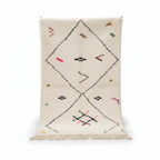 Abstract Indigo Blue Azilal Rug – Handmade Minimalist Tribal Wool Shag