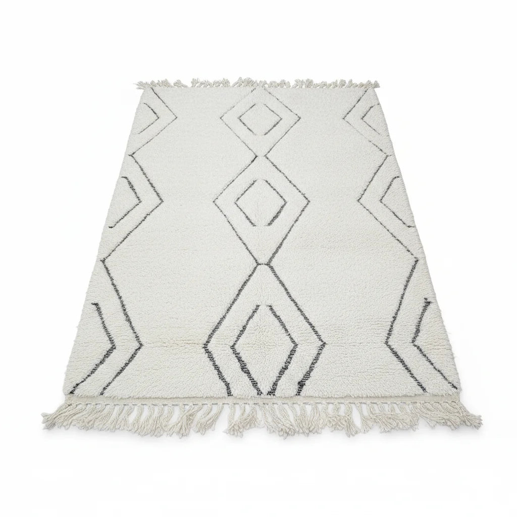 Rainbow Diamond Moroccan Azilal Wool Rug - Handmade Multi-Color Tribal Shag