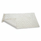 Tonal Ivory Beni Ourain Rug – Handmade Minimalist Diamond Lattice Wool Shag