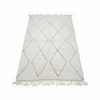 Classic Black & Ivory Beni Ourain Moroccan Rug – Handmade Large Diamond Shag