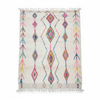 Authentic Moroccan Azilal Wool Rug - Rainbow Tribal Diamond Lattice Shag