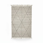 Classic Moroccan Beni Ourain Wool Rug – Handmade Black Diamond Shag