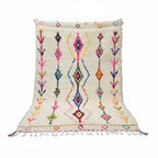 Colorful Handmade Moroccan Azilal Wool Rug - Eclectic Tribal Diamond Shag