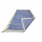 Royal Blue Geometric Moroccan Kilim – Handmade Flat-Weave Diamond Lattice Wool Rug