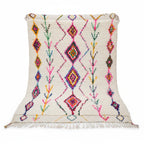 Colorful Handmade Moroccan Azilal Wool Rug - Rainbow Tribal Diamond Shag