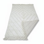 Tonal Ivory Beni Ourain Rug – Handmade Nested Diamond Moroccan Shag