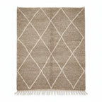 Sand-Toned Moroccan Beni Ourain Rug – Handmade Ivory Diamond Shag